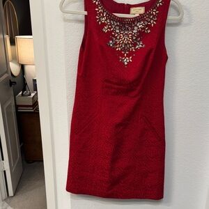 Moulinette Soeurs Red Embellished Mini Dress from Anthropologie